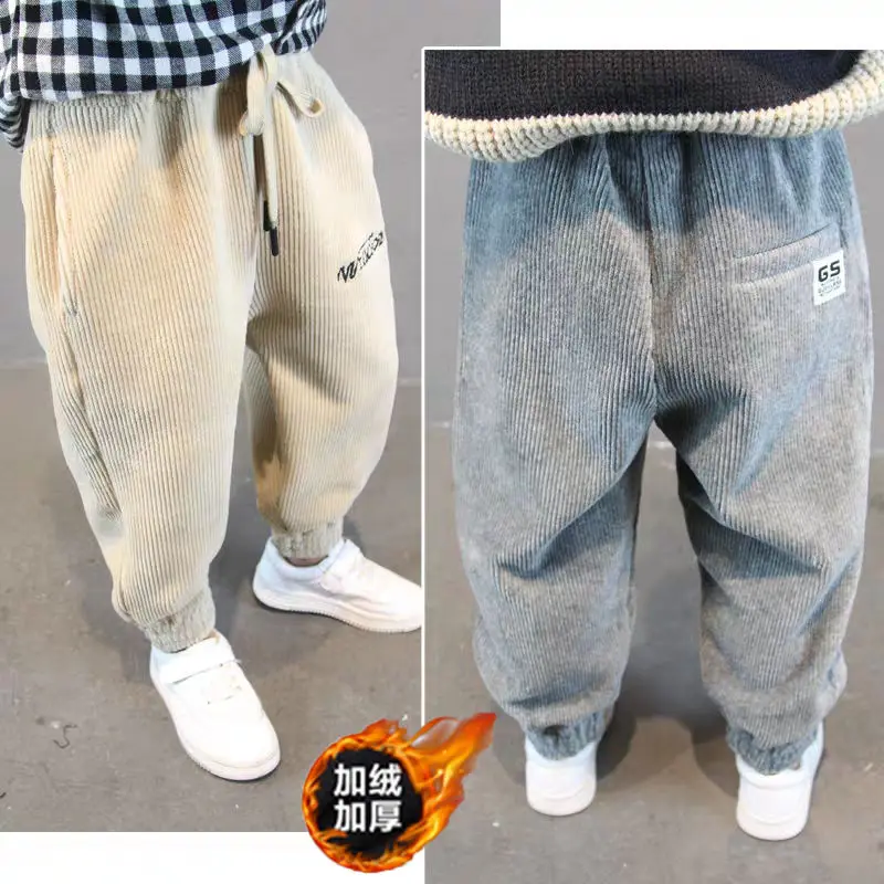 

Boys Pants Autumn Winter 2019 Winter New Boys Corduroy Pants Korean Children Loose Casual Pants Harem Pants for Girls 2-10 Years