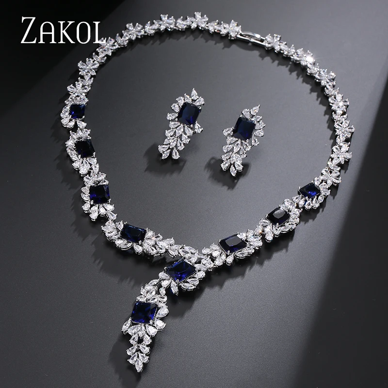 ZAKOL Высокое качество цветок форма кубического циркония комплект ювелирных