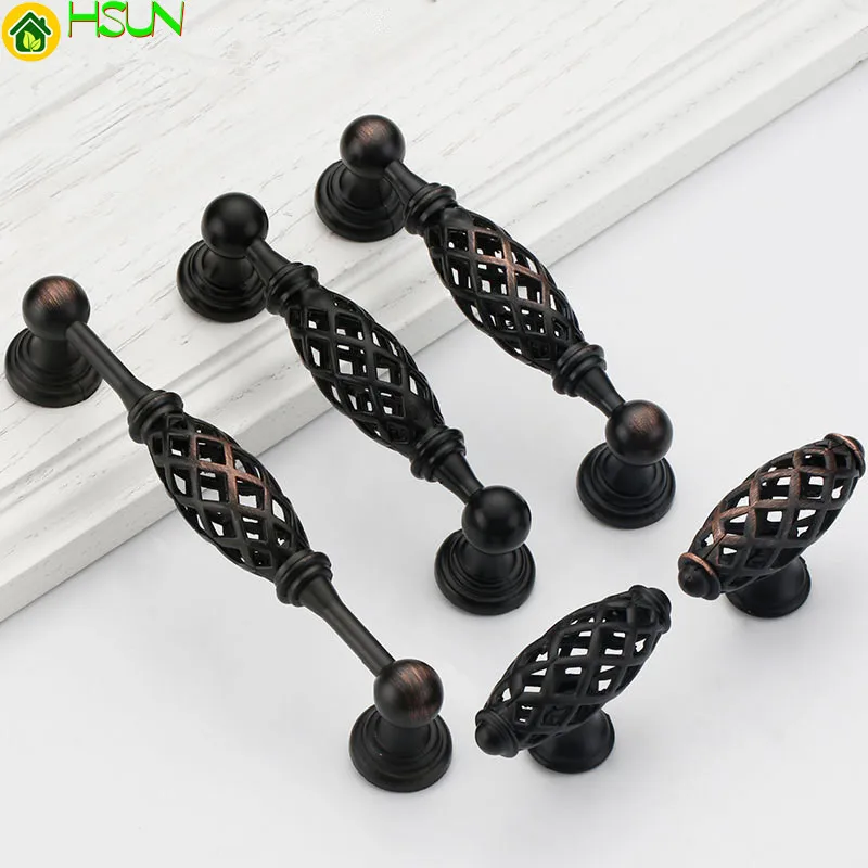 Черные ручки для шкафа из цинкового сплава мебельные птичьей клетки ящика