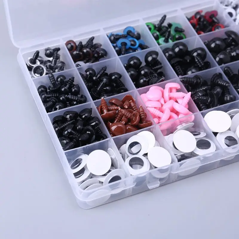 

586pcs/box Plastic Safety Eyes Nose with Washers for Bear Doll Animal Puppet Toy Making DIY Crafts Accessories