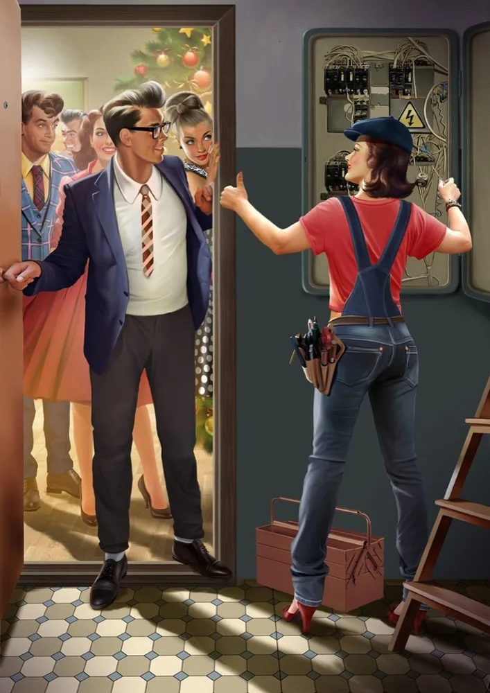 Винтажный советский русский штифт для девушек отель официант ретро постер Холст