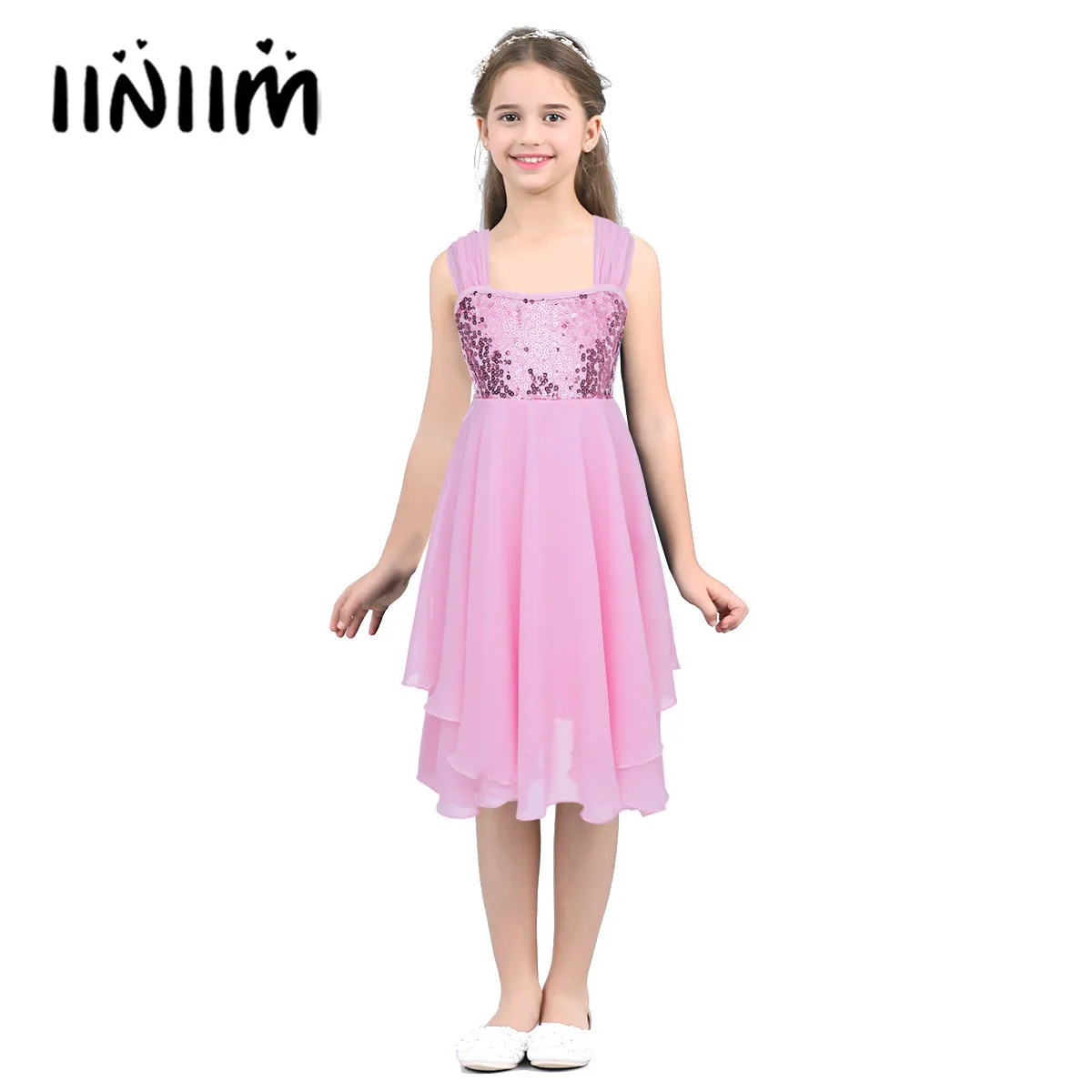 

iiniim Kids Professional Ballet Dance Leotard Ballerina Dresses Ballet Sequins Dress Girls Gymnastics Dancewear Tutu Costumes