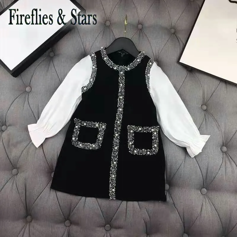 Платье детское на Возраст 4-12 лет с жемчужным карманом и цветочным принтом |