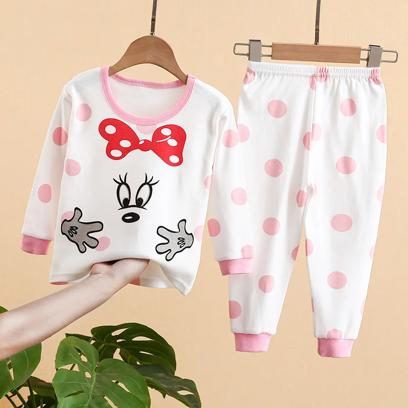 

Pajamas Set Girls Underwear Suits Baby Boys Clothes Printed Autumn Winter Long Trousers Korean Home Clothes Children's Clothing