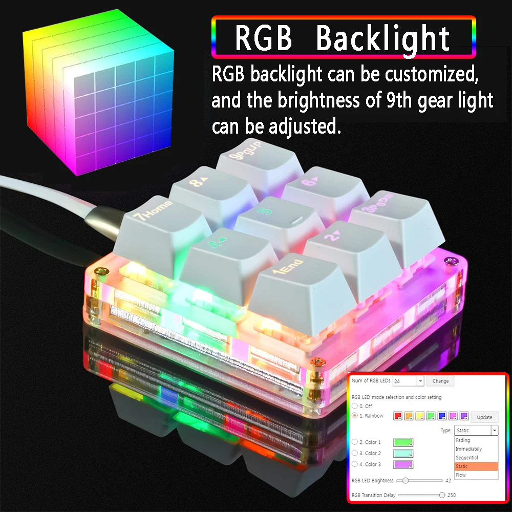 9 ключей макро OSU Программируемый RGB Подсветка механическая клавиатура