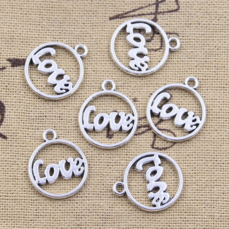 

15pcs Charms plates love 19x16mm Antique Silver Color Pendants Making DIY Handmade Tibetan Finding Jewelry