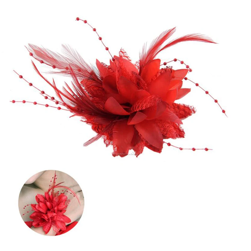 Earofcorn Handmade Beaded Bride Wedding Hair Rope Accessories Korean Style Beautiful Fabric Flower Wrist Brooch | Украшения и