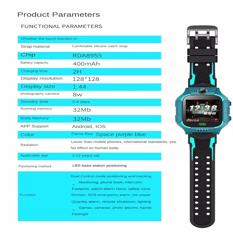 

Multilingual Communication Pressure-free Touch Photography Positioning Waterproof Boy Girl Child Smart Phone Watch