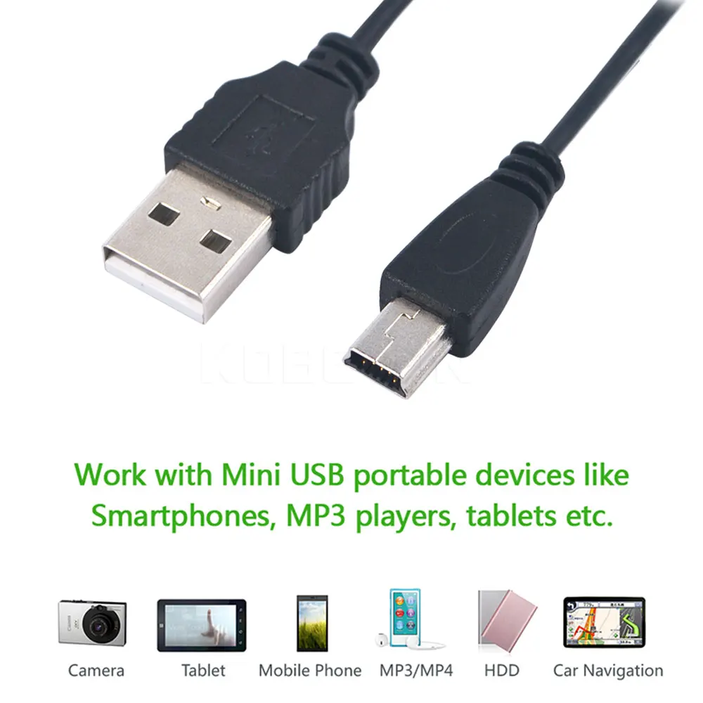 Kebidu Новинка 70 см Mini USB 2 0 A штекер к 5 Pin B кабель для зарядки и передачи данных
