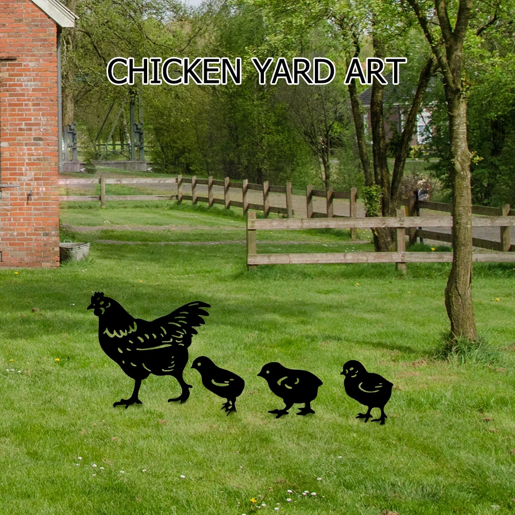 

Hollow Silhouette Chicken Courtyard Ornament Cute Hen Backyard Lawn Stakes Yard Art Outdoor Garden Decoration