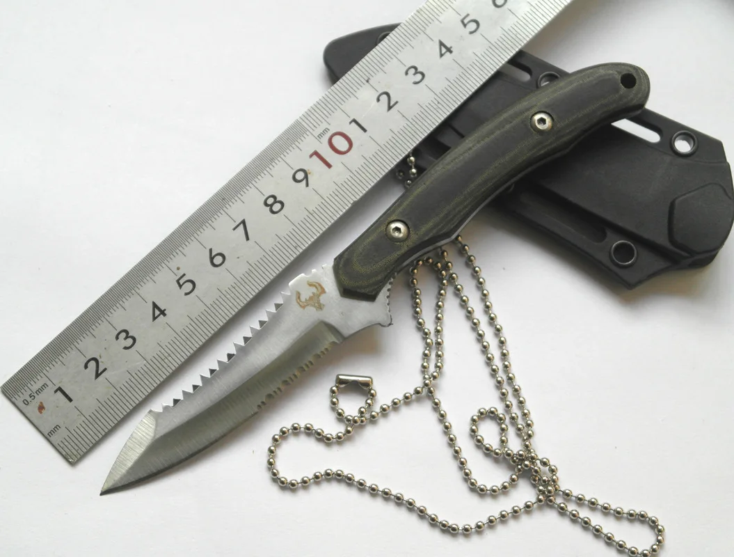 

Sawteeth Outdoor Hunting Knife Survival Multi-functional Camping cleaver Sawfish scale K-Sheath Hanging Necklace with Leggings