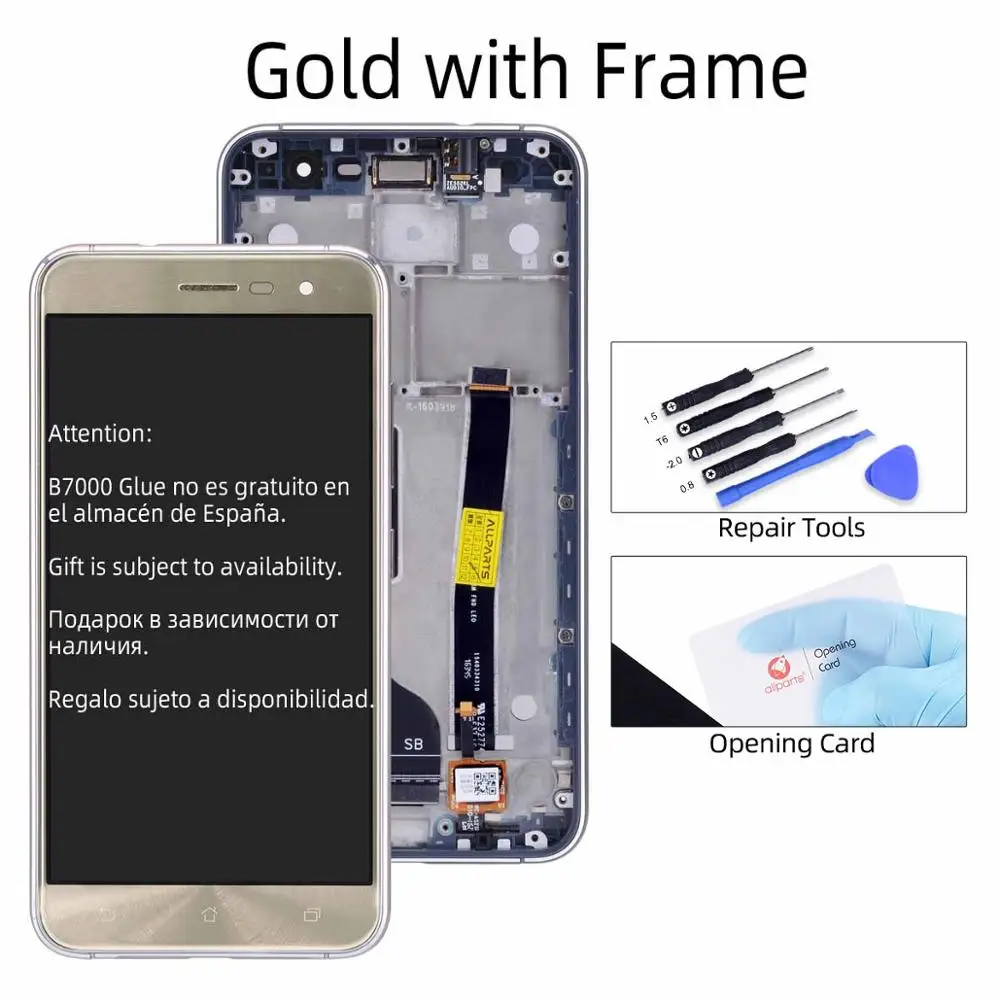 Gold with Frame Дисплей для ASUS Zenfone 3 ZE520KL Z017D Z017DA Z017DB LCD в сборе с тачскрином на рамке черный белый золотой - Цвет: Gold with Frame