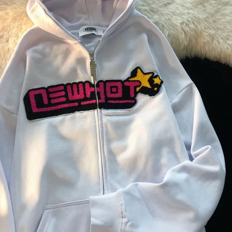 

Street sweet and cute kawaii milk sweet cardigan sweater solid color shirt oversize coat hooded long-sleeved sports sweater Y2K