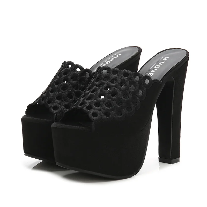 

Super high heel slippers women 2018 summer new thick heel waterproof platform sexy sandals and slippers breathable nightclub