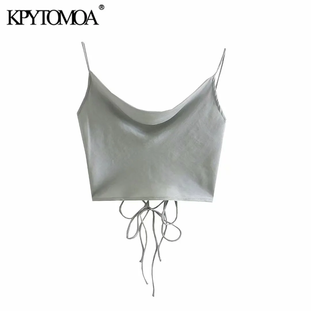 

KPYTOMOA Женская коллекция 2021 года, пикантные модные мягкие укороченные майки с открытой спиной и тонкими бретельками