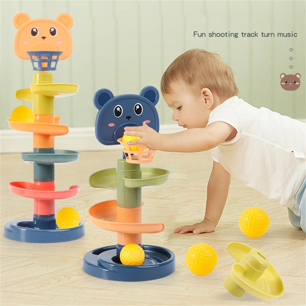 Children's Toy Rolling Ball Pile Tower Early Education Educational Toy Rotating Track Educational Baby Toy Gift