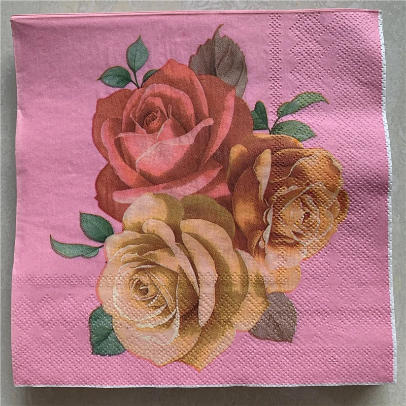 Декупаж Свадьба винтажная салфетка бумага элегантная ткань цветок розовый