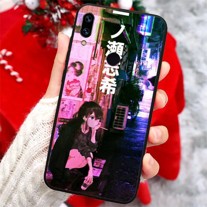 

Vaporwave Glitch Anime art deisgn high quality Phone Case funda For Xiaomi Redmi note 7 8 9 t k30 max3 9 s 10 pro lite