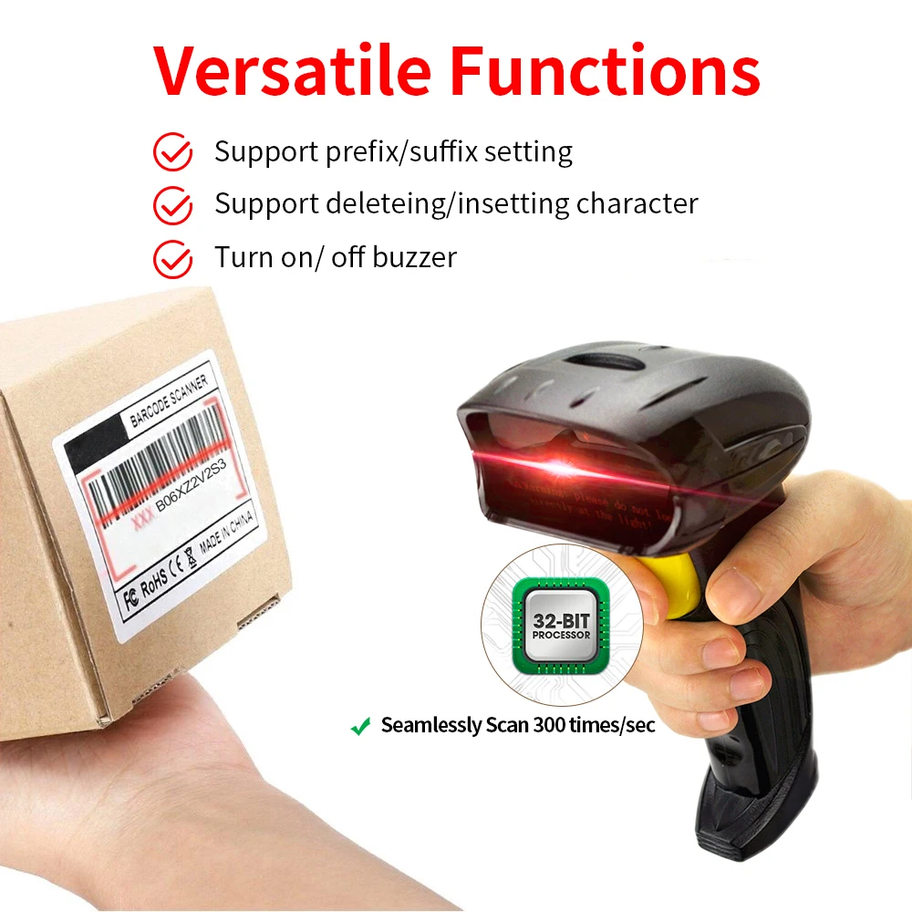 Беспроводной сканер штрих кодов USB лазерный автоматический считыватель ручной