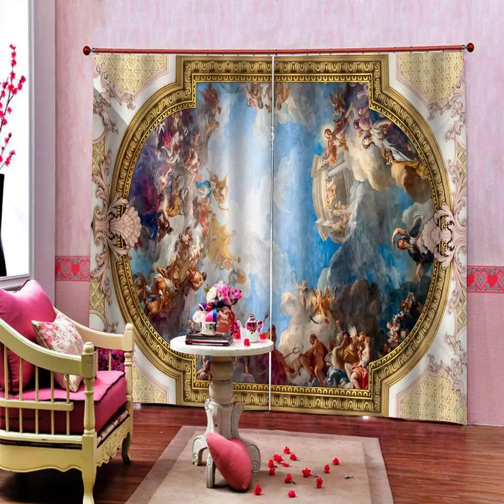 

Custom Fashion 3D Window Curtains European angel Curtains For Bedroom Living Room Window Shading Drapes
