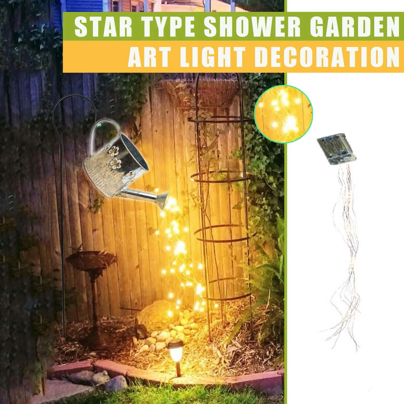 

Solar LED Garden Lawn Lamp Creatives Watering Can Sprinkles Star Type Shower Art Light Decoration Outdoor Gardening Lawn Lamps