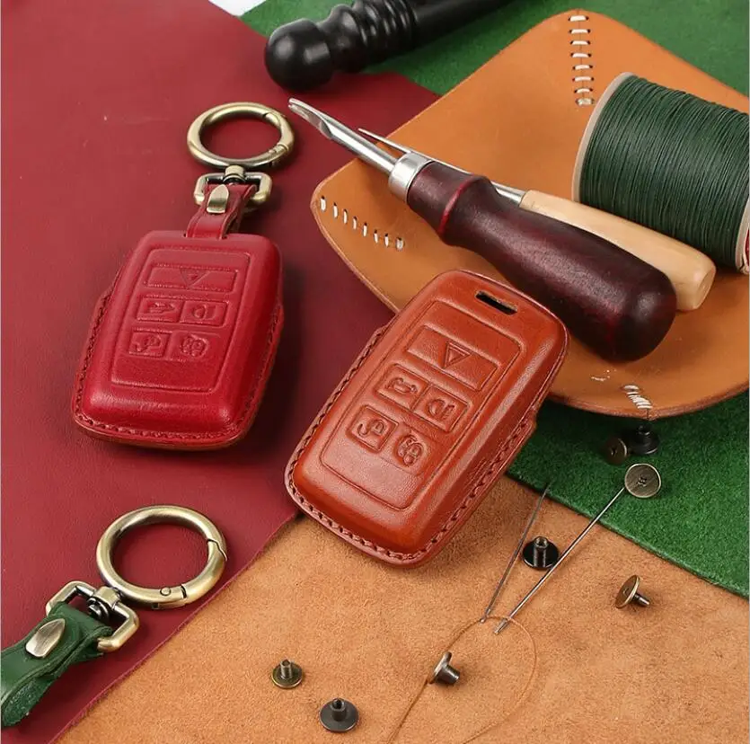 Car Genuine Leather Key Case Holder For Land Rover Range Discovery 5 Sport Jaguar E-PACE XEL Cover Accessories | Автомобили и