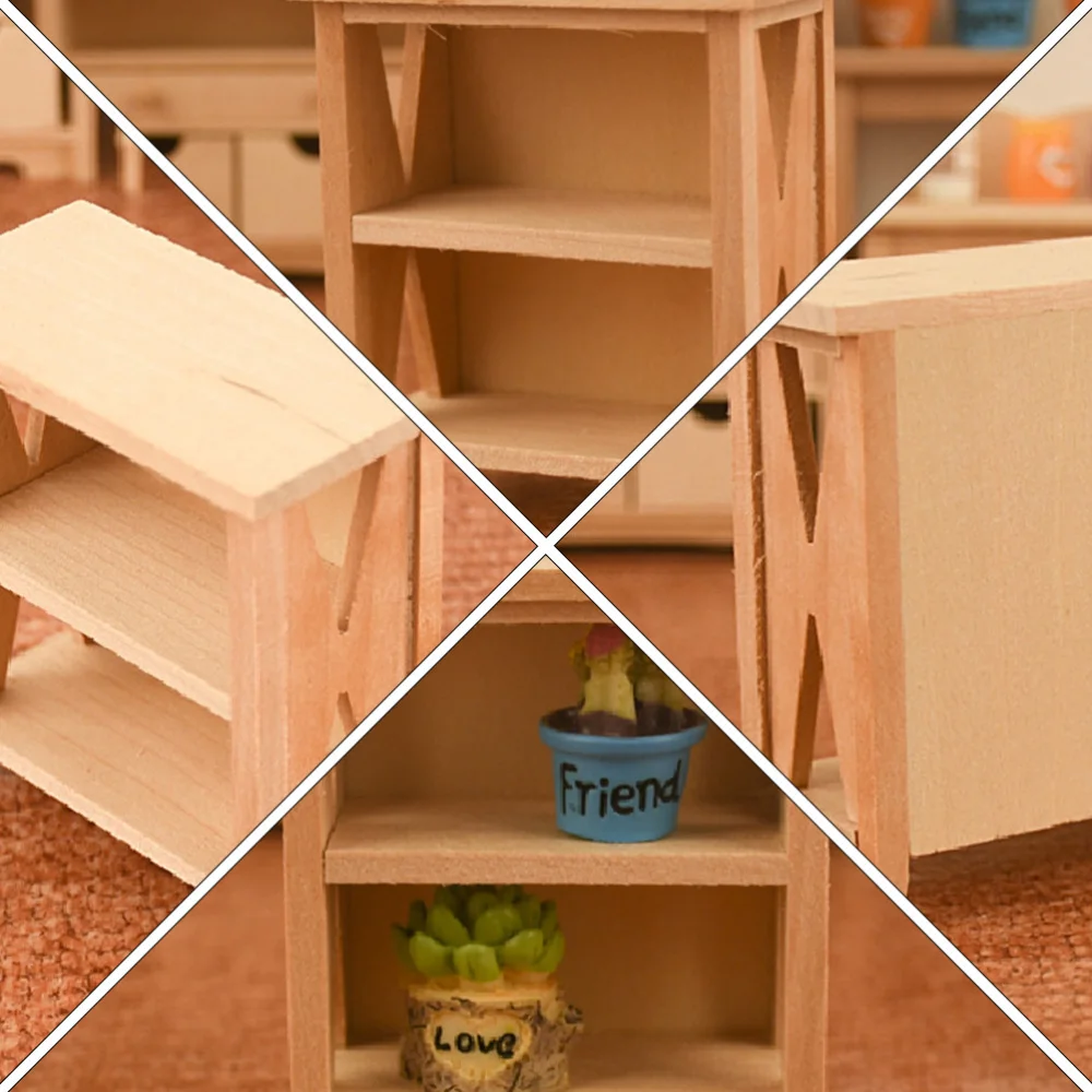 1pc Creative Fashion Stylish Miniature Furniture Mini Wooden House Shelf Model for Children Kids |