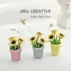 Миниатюрный Кукольный домик в масштабе 112, Подсолнух, миниатюрный цветок, украшение для Blyth, Барби, аксессуары для кукольного дома, игрушка