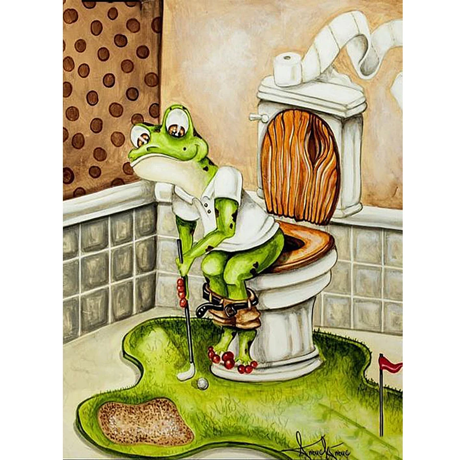 Алмазная живопись 5D &quotсделай сам&quot лягушка на туалете полный набор для вышивки