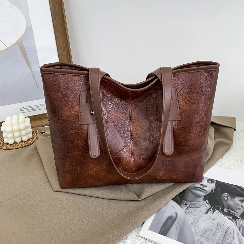 

Сумка-тоут женская из высококачественной кожи, саквояж на плечо из искусственной кожи, однотонный винтажный чемоданчик на ремне с ручками