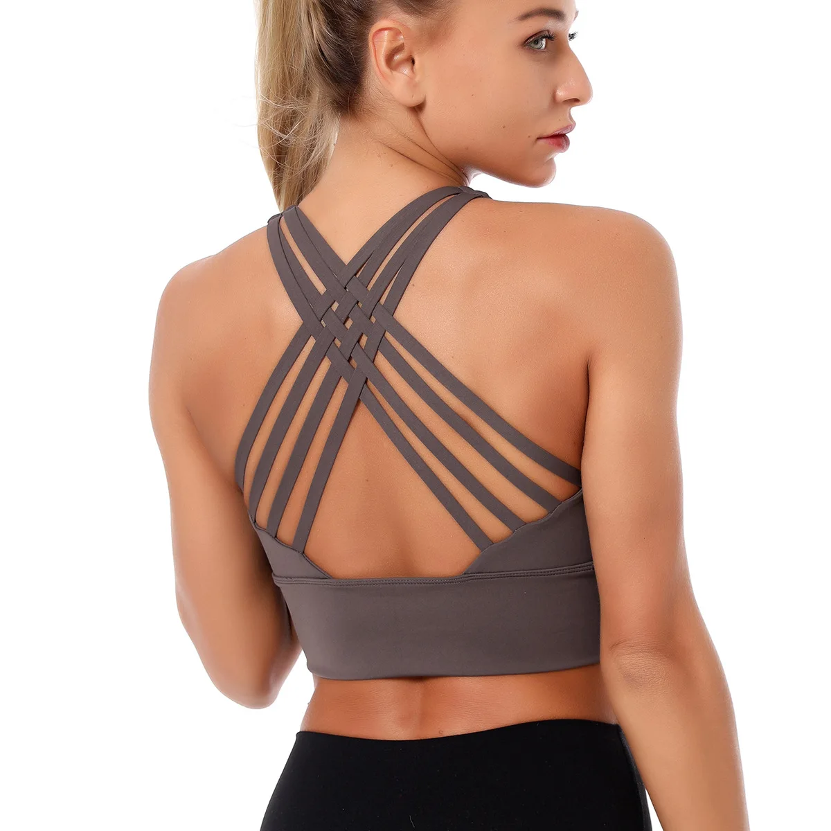

Yoga Underwear Nylon Women Cross Beauty Back Slimming High Elastic Sports Jogging Workout Fitness Bra Vest Feminine Sportswear