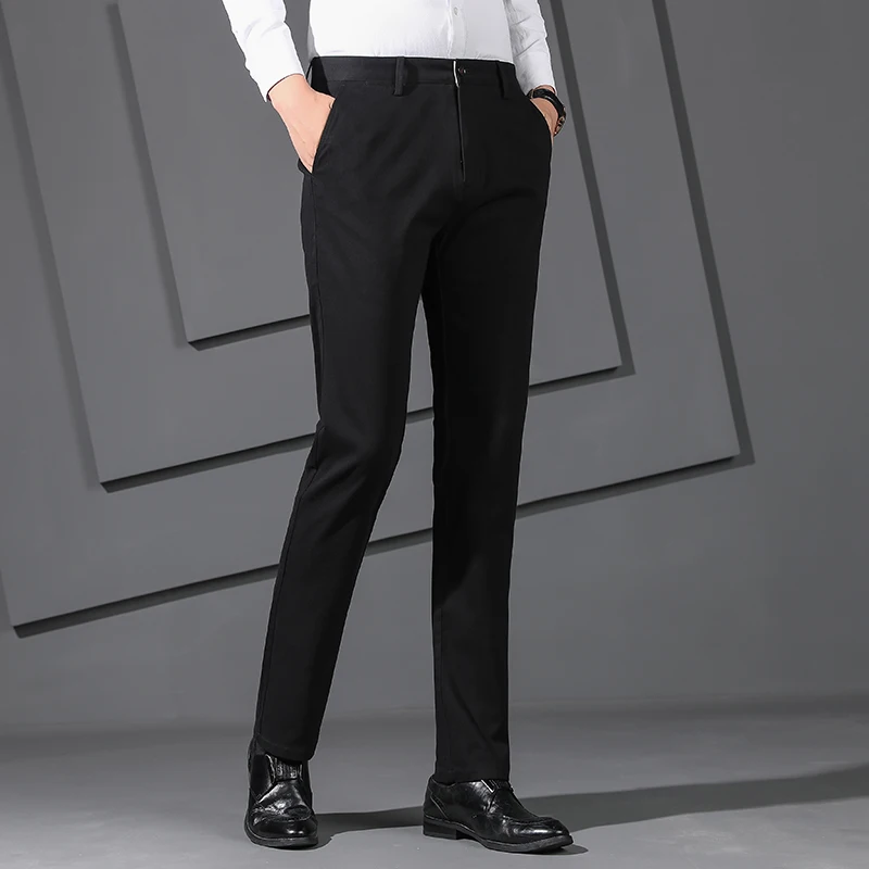 Мужские Стрейчевые брюки из хлопка повседневные Черные Брюки Чино для мужчин Calsa