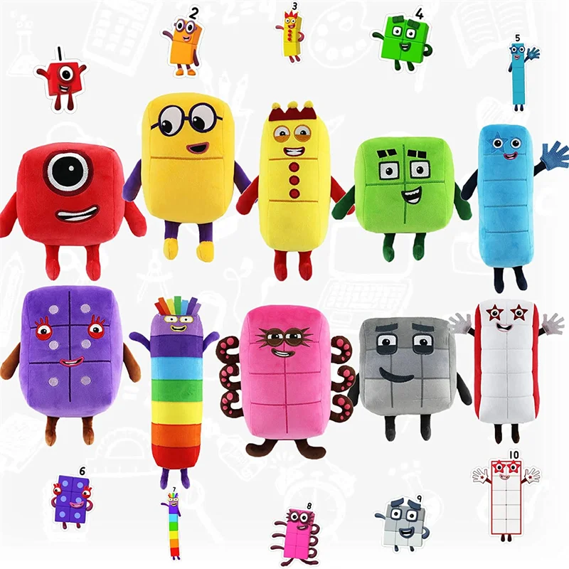 Juego de bloques de n&uacute;meros de 10 piezas, juguete de peluche de dibujos animados, mu&ntilde;ecos de n&uacute;meros, bloques de iluminaci&oacute;n de matem&aacute;ticas, figura educativa, regalo para ni&ntilde;os-0