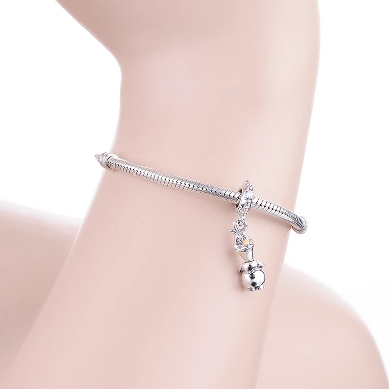 Подходит к оригинальному браслету Pandora, ожерелье из серебра 925 пробы с эмалью, флагом, лягушкой, подвеской из бисера, изготовление ювелирных изделий Berloque - Цвет: FD1290