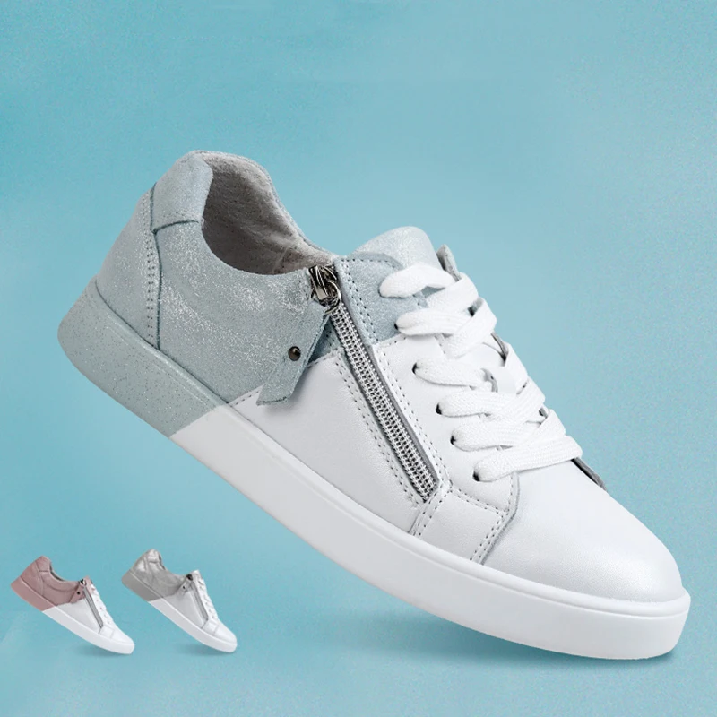 Осенняя женская обувь на плоской подошве Женские кроссовки из натуральной кожи