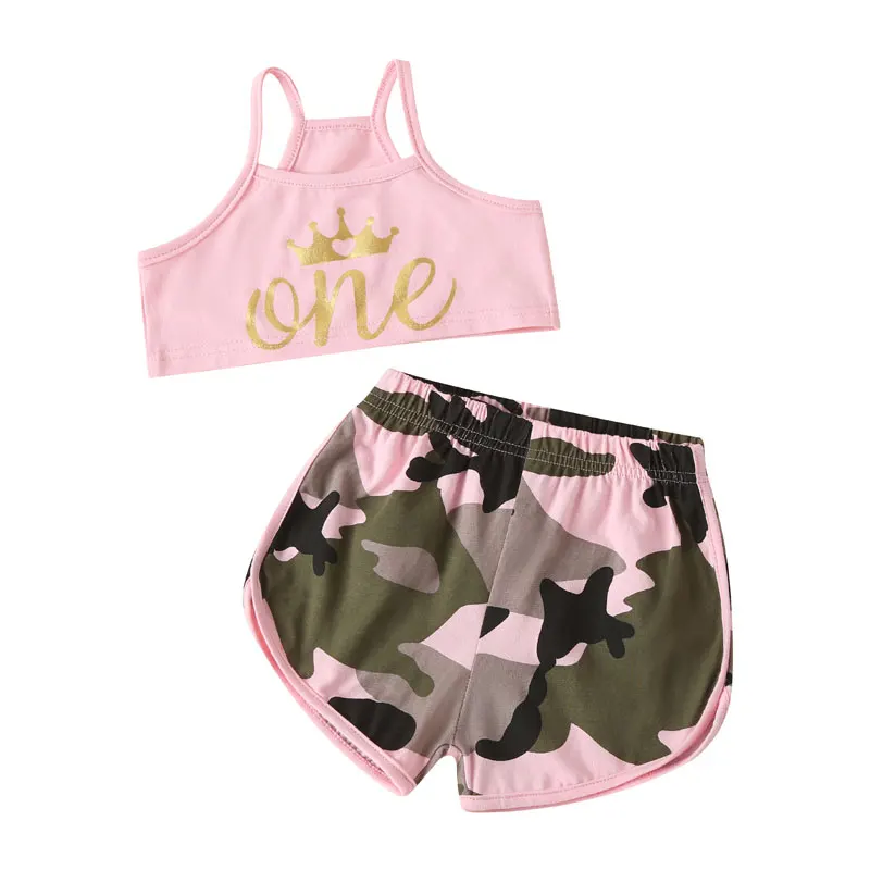 

Fashion Baby Clothes Girls Sets Summer Baby Girl Clothes Cotton Sleeveless Tops+Camouflage Shorts Newborn Clothing 6-24 Months