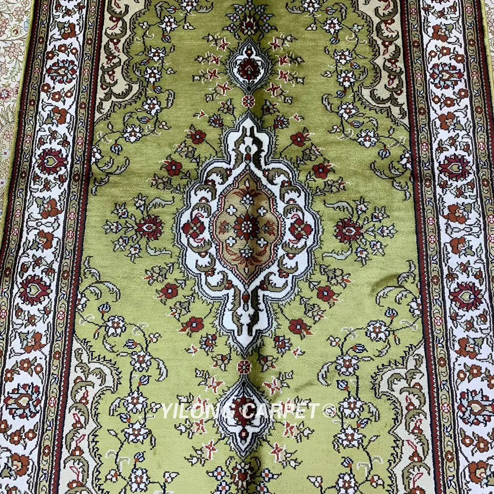 Yilong 3 'x 5' персидский шелковый коврик ручной работы зеленый ковер (HF362AB) | Дом и