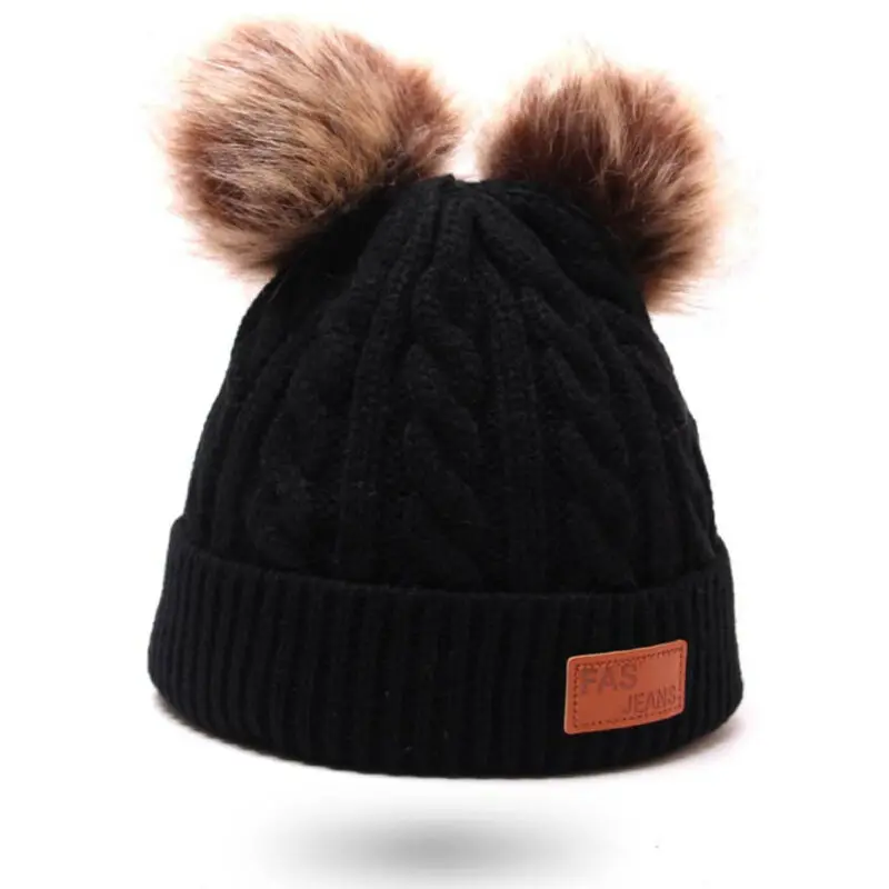 Newborn Kids Baby Boys Girls Fur Pom Hat Winter Warm Knit Bobble Beanie Cap New | Детская одежда и обувь