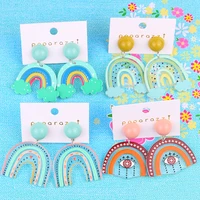 donarsei korea sweet colorful rainbow earrings for women cute cartoon cloud geometric drop dangle earrings gift