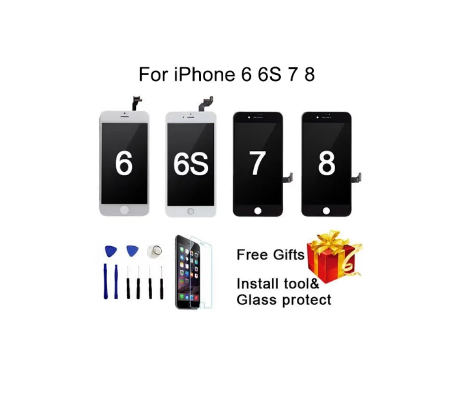

AAA +++ качественный ЖК-экран для iPhone 7 Diaplay 100% без битых пикселей Замена Pantalla для iPhone 6 6S 7 8 Plus ЖК-дисплей Diaplay подарок