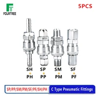 5pcs pneumatic fitting c type quick connector high pressure coupling sp sf sh sm pp pf ph pm 20 30 40 inch thread pt air hose