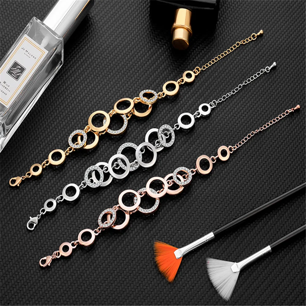 Многослойный Круглый Женский браслет из розового золота 2020 пробы с кругами и