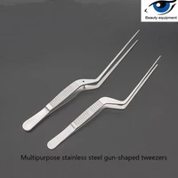 stainless steel otolaryngology gun shaped tweezers laboratory plant tissue culture hydroponic curved tweezers picking ear toothl