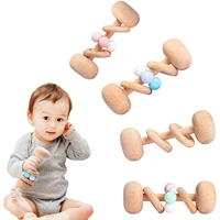 1pc planet beads wooden rattle beech bear bpa free baby teething wood rattles play gym montessori toy educational toys