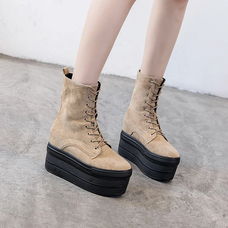 

LEOSOXS Microfiber Height Increased Platform Casual Shoes Women Spring/Autumn Female Sneakers Woman Vulcanized Shoes Fashion New
