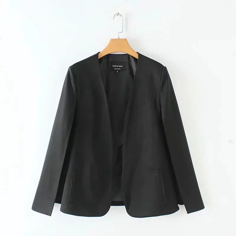 

Split Design Cloak Women Suit Coat Office Lady Black White Jacket Fashion Streetwear Casual Loose Outerwear Tops C613