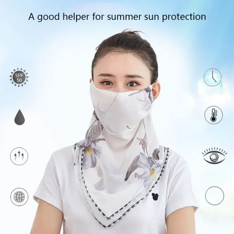 

Summer Riding Sunscreen Scarf Neck Protection Thin Breathable Mask Full Face Anti-UV Chiffon Veil