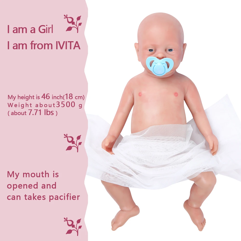 [Доставка от US & CN] IVITA WG1502 силиконовая кукла для новорожденной девочки