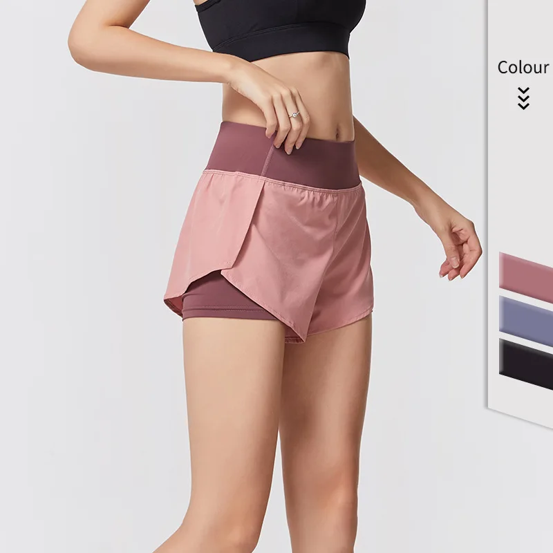 Double Layer Yoga Shorts for Women Summer Keep Fit Running Anti-Exposure Short Pants Solid Athletic Workout | Спорт и развлечения