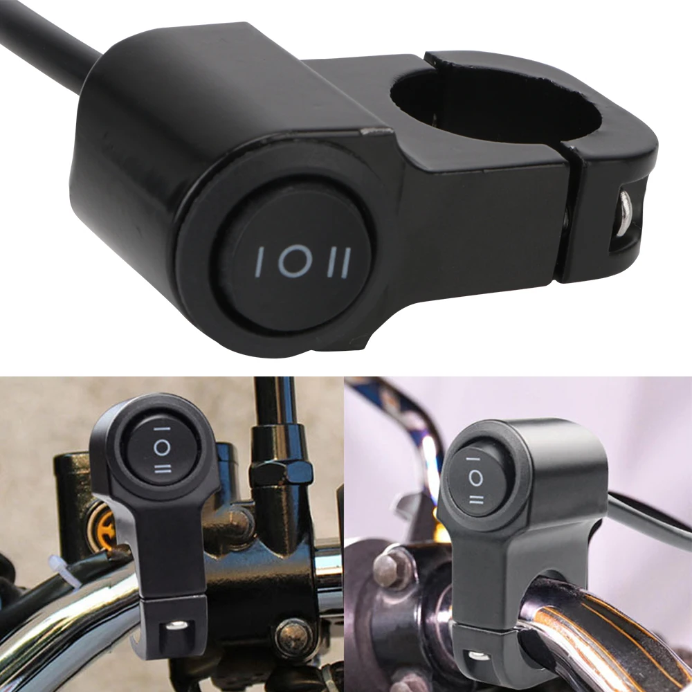 

22cm 7/8in Aluminum Alloy Three-position Button 12V Spotlight Retro Switches Handlebar Headlight Switch For ATV Motorcycle
